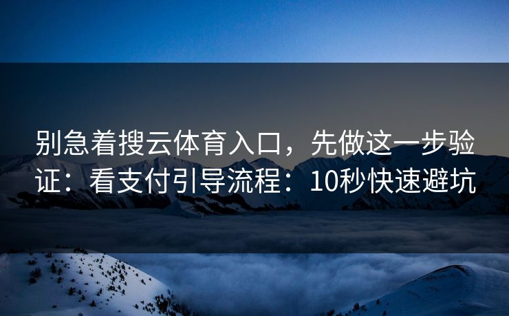 别急着搜云体育入口，先做这一步验证：看支付引导流程：10秒快速避坑