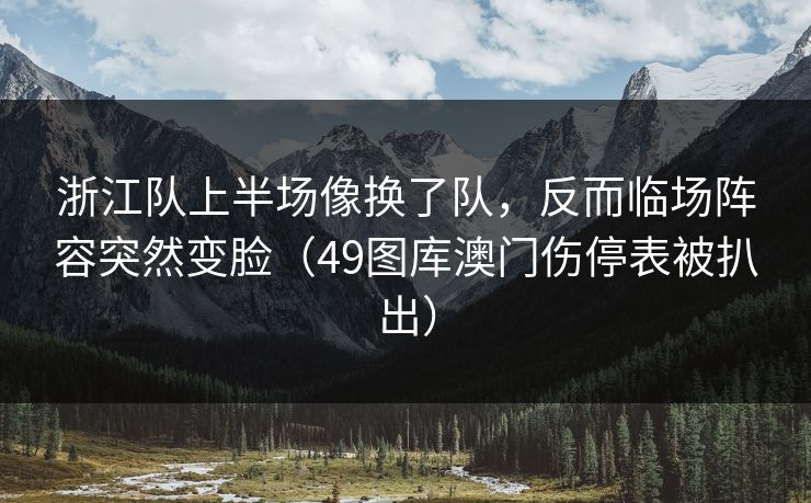 浙江队上半场像换了队，反而临场阵容突然变脸（49图库澳门伤停表被扒出）