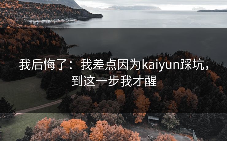 我后悔了：我差点因为kaiyun踩坑，到这一步我才醒
