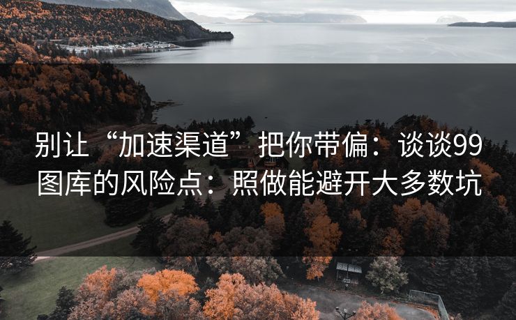 别让“加速渠道”把你带偏：谈谈99图库的风险点：照做能避开大多数坑